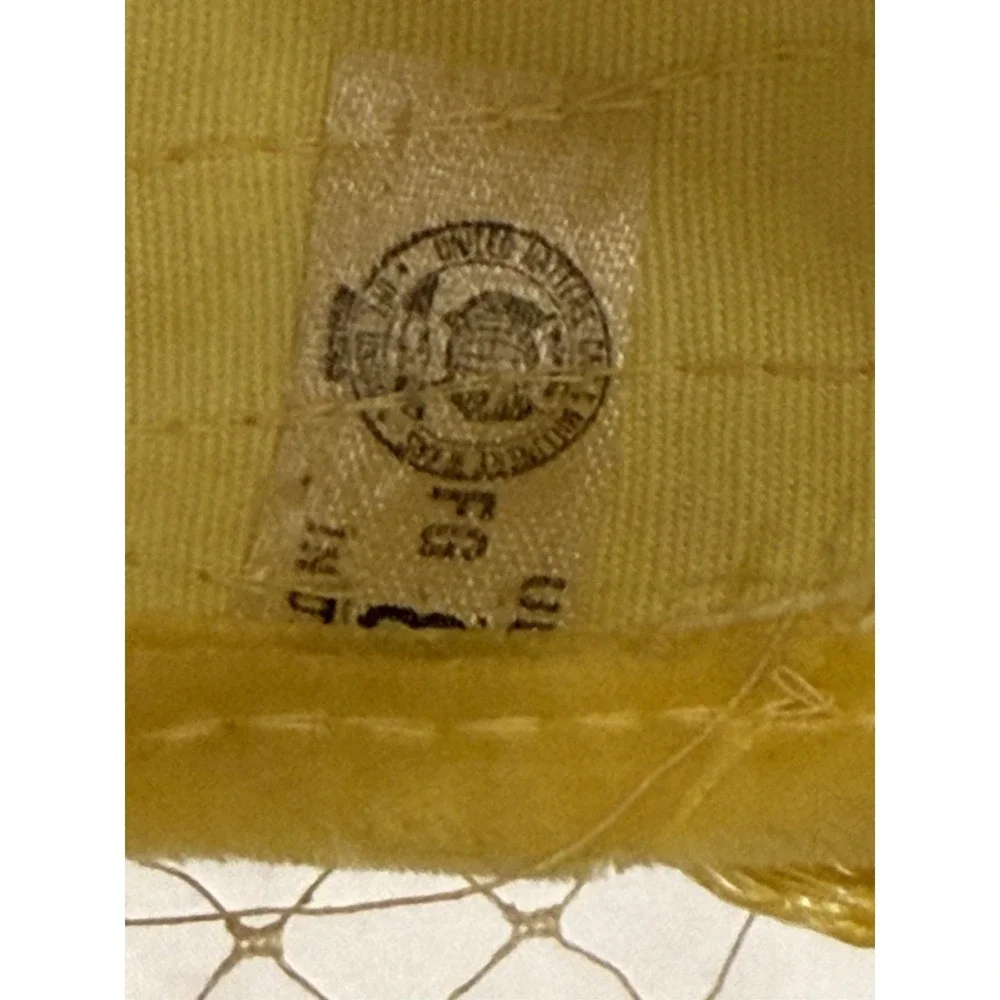 Vintage 1950s Yellow Woven Pillbox Hat With  Birdcage Net Veil